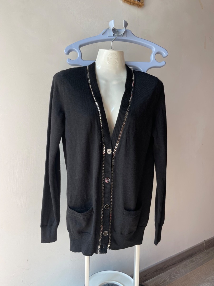 Dolce & Gabbana Wool Cardigan Chain Trim Madonna Style Knit