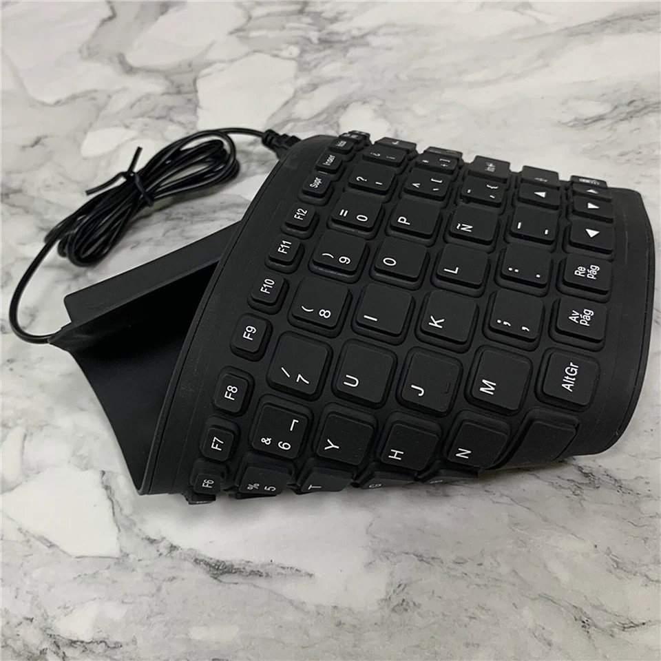 84 Keys Spanish USB Wired Silicone Keyboard Foldable Soft Silicone Waterproof - Image 3 of 4