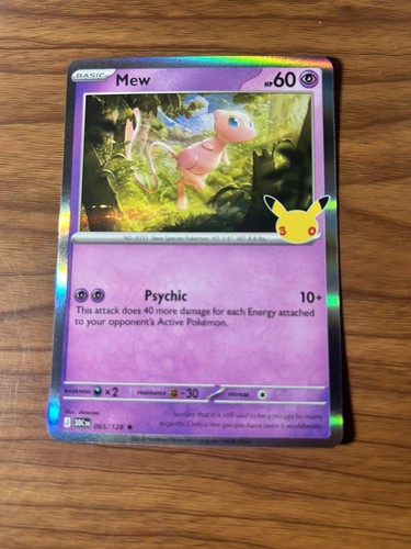 30th Anniversary Pokemon Mew 065/128 Holo Celebrations 60 HP Psychic Eng