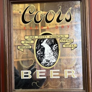 Vintage Coors Beer Extra Dry Wood/Mirror Sign Bar Advertising frame 11 x 12.2