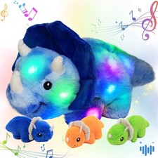 LED Musical Stuffed Dinosaur Playset Lighting Up Singing Plush Toy Mommy Tric...