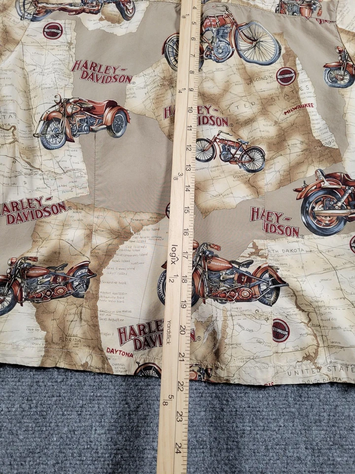 Camisa Harley-Davidson Mujer XL Mapa Motocicleta Abotonada Tori Richard Viscosa Foto 4 de 4