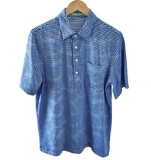 Criquet Striped Polo Shirt Men's Size M Pima Cotton Jersey Short Sleeve Blue