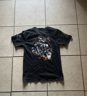 Grunt Style T-Shirt Men's 2XL Grim Reaper Chopper Patriotic American Flag