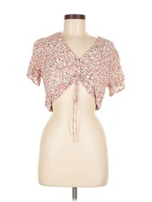 Cotton On Women Pink Short Sleeve Blouse M