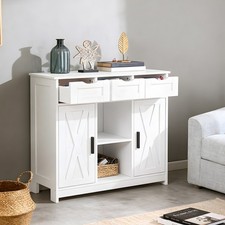 White Farmhouse Sideboard 3 Drawers 2 Doors Kitchen Buffet Storage Cabinet