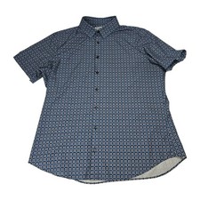 MIZZEN MAIN Mens Performance Menswear XL Trim Blue Geometric Button Up Shirt