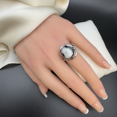 Sterling Silver 925 Oval Statement Ring Women s Size 8 UTC China