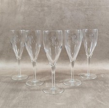 Lot 5 flutes cristal Champagne Louis Roederer Reims Made in France Vintage 1980