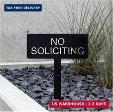 No Soliciting Metal Yard Sign for House, Modern Steel No Soliciting Sign, Outdoo