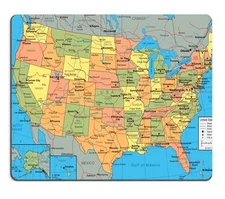 Smooffly United States Map Non-Slip Rubber Gaming Mouse Pad