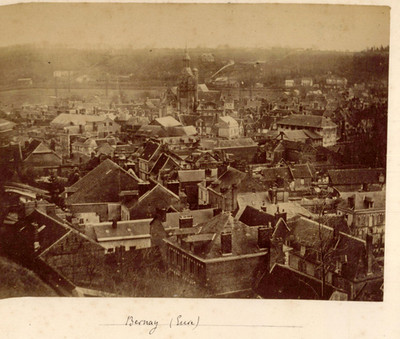 Frankreich, Bernay, Panoramablick, Vintage Auflage, ca.1870 Frankreich, Bernay, Panansicht