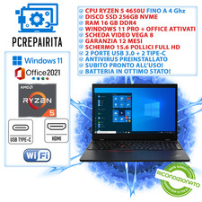 LENOVO PC PORTATILE COMPUTER RICONDIZIONATO RYZEN 5 16GB RAM 256GB SSD HDMI W11