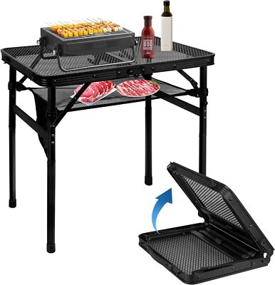 Kitchen Cooking Stand Outdoor Camping Portable Folding Grilling Metal w/Mesh Bag