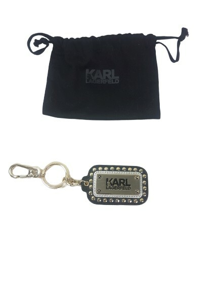 Original Karl Lagerfeld - Black & Gold Leather Keychain, RRP £69 | eBay