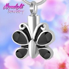 New Butterfly Crystal Cremation Urn Keepsake Ashes Holder Memorial Necklace