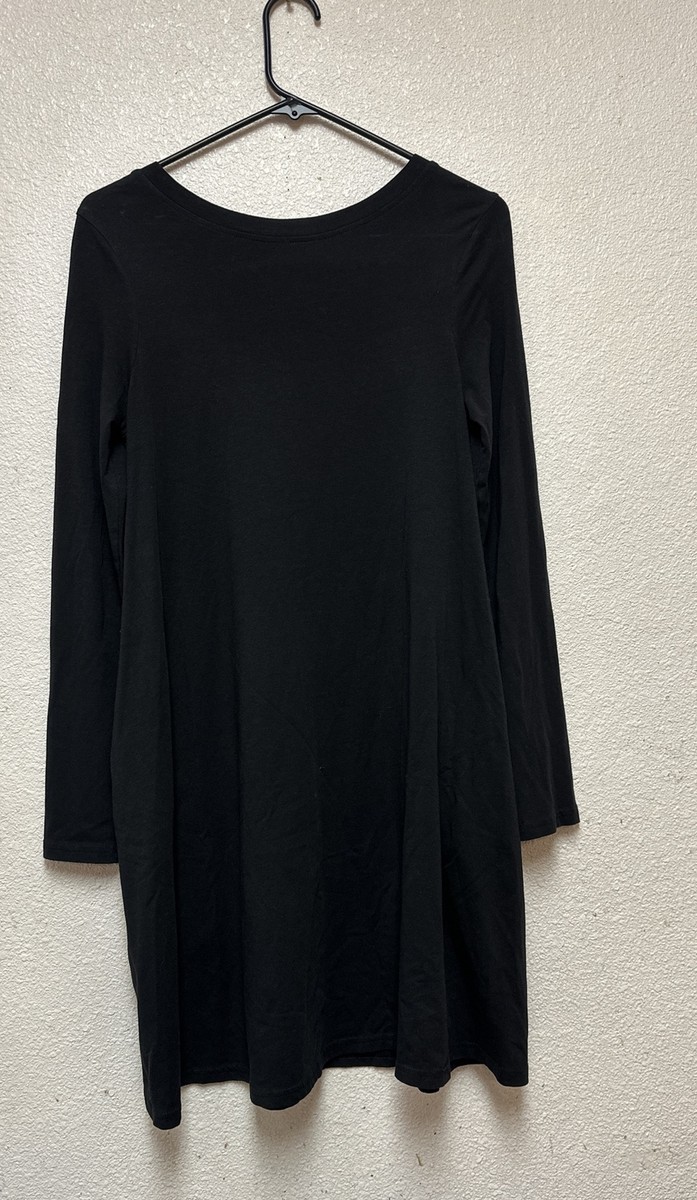 Pact Organic Cotton Blend T Shirt Dress Women's Black Long Sleeve Pockets  Sz S | eBay