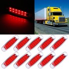 10X Red Peterbilt-Style 12 Led Ultra-Thin Side Marker Light Sealed Screw Mount