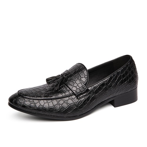 Zapatos de cuero de moda para hombre punta puntiaguda borlas sin cordones fiesta piel de serpiente esmalte nuevos - Imagen 13 de 15