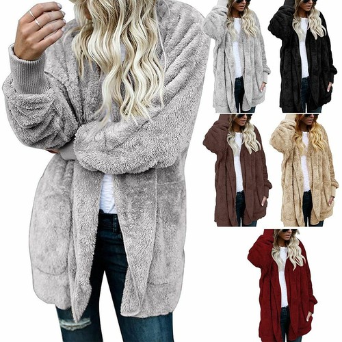 Women Ladies Fleece Hoodie Hooded Coat 