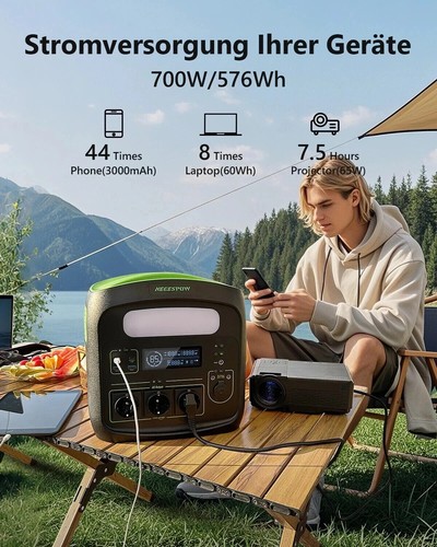 576 Wh Portable Power Station, 700 Watt Generator, RV Outdoor Power Box - Bild 14 von 19
