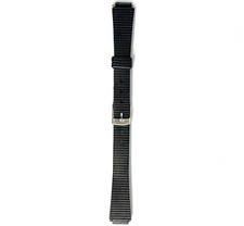 Vintage Speidel Black Rubber Watch Band 10mm with Silver-Tone Buckle