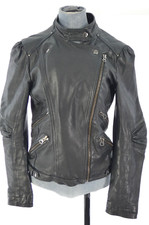 Giacca Moto Zara Donna Pelle Nera Media 100% Pelle di Agnello Asimmetrica Biker