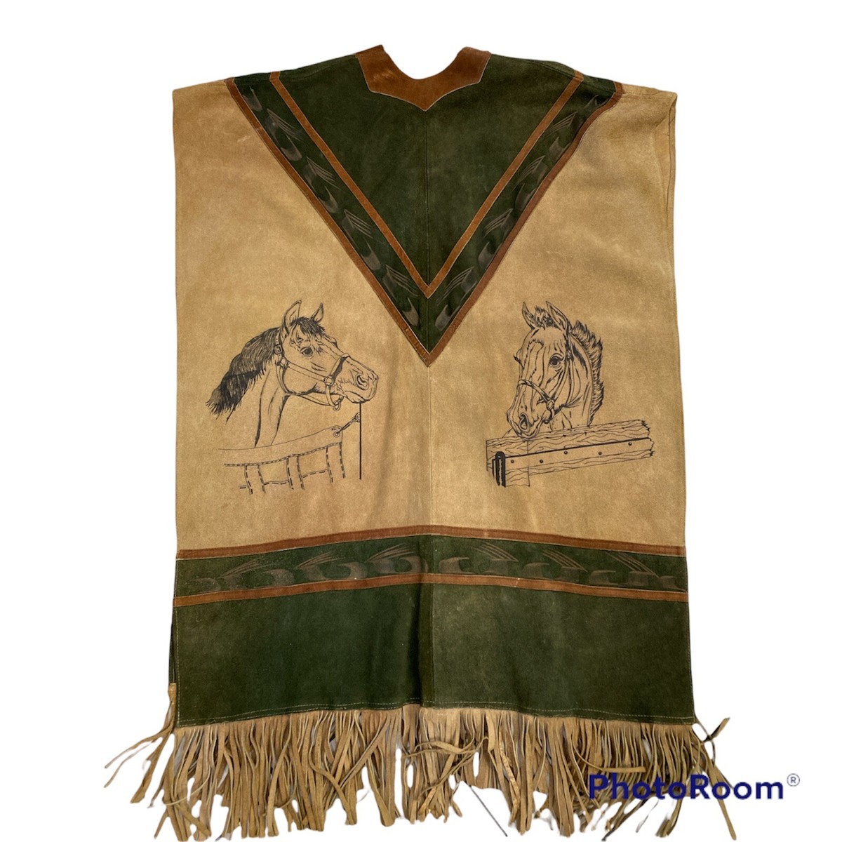 ジャケット・アウター vintage hand paint leather poncho ジャケット・アウター vintage hand paint leather poncho Lined