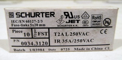 Schaerer Espresso Machines Electric Board Fuse T 2A L 250V (40 Pisces)