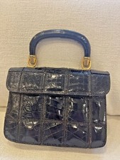 Tano Madrid Spain Black Bag Handbag Purse Leather Reptile (gator Or Crocodile)