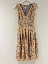 Yumi  A Line Lace  Dress Size 12 Peach & Grey Knee Length  BNWT