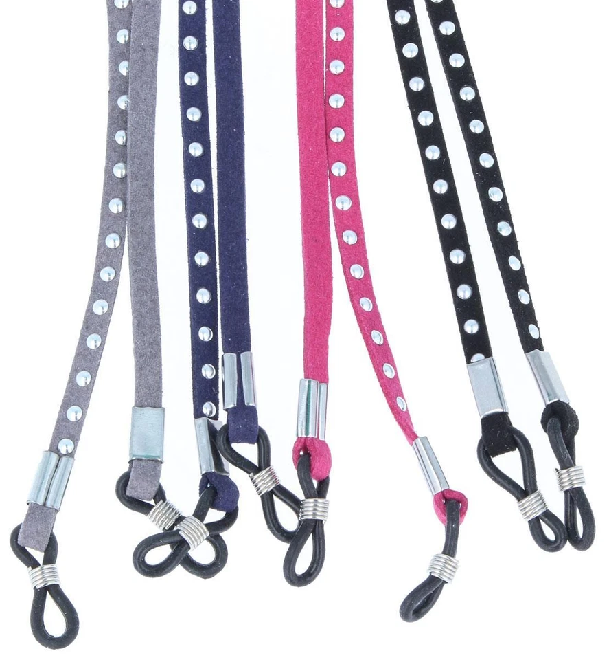 OPTOTEC GMBH schönes Brillenband aus Kunstleder mit Gummischlaufe und Nietenbesatz | NEU