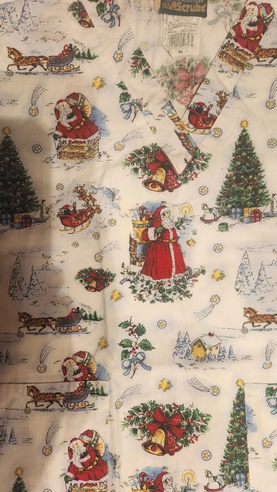 UA scrubs christmas theme size xs - Image 2 of 3