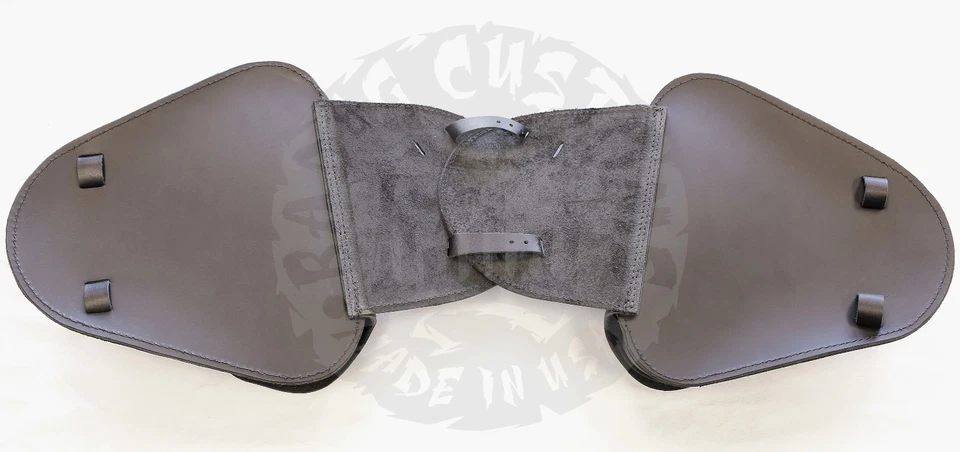 Bolsas de cubierta de asiento Triumph NEGRAS de cuero de vaca de grano superior - TTU01 BAD&G CustomS Foto 4 de 4