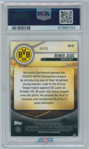 2020-21 Reinier Jesus Topps Stadium Club Chrome Gold Rookie Card 4/50 PSA 10 GEM - Picture 2 of 3