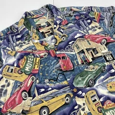 VTG Paradise Found Shirt Men XL Blue Red Corvette American Sports Cars muscle