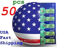 50 pcs X SONY 377 376 SR626SW SR626 AG4 Card 1.55V Silver Oxide Watch Battery