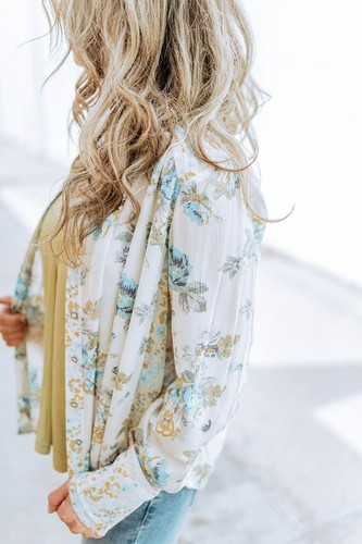 Free People NWT Size XL Ivory Hold On To Me Printed Top NEW