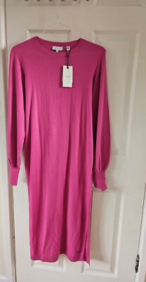 Ted Baker Ladies Pink Knit Midi Dress Size 3R RRP £165 Cashere
