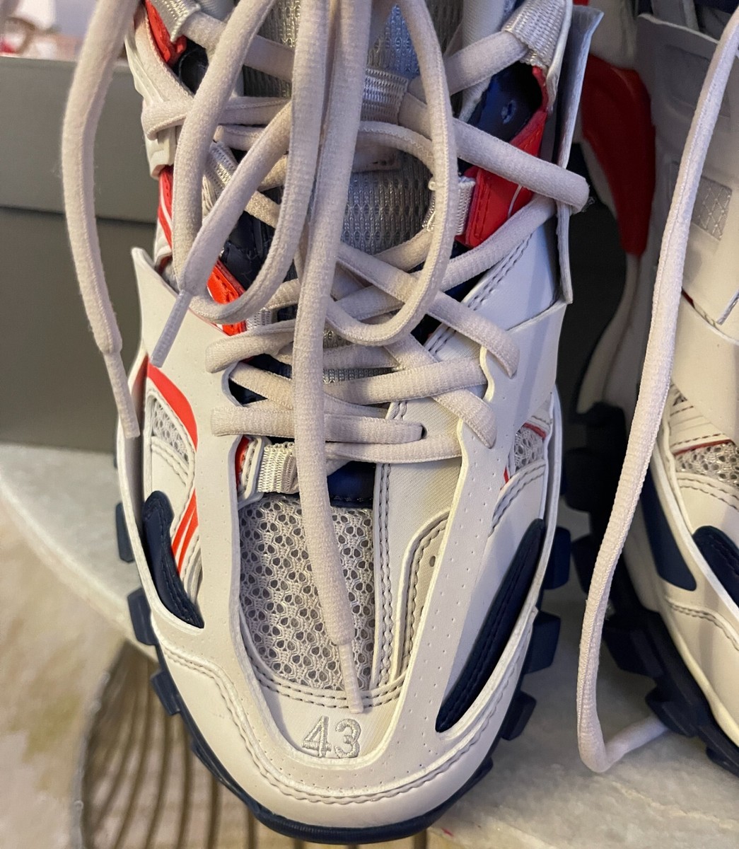 Balenciaga Track Hike White Blue Orange Hightop Sneakers Balenciaga Track Hike White Blue Orange Hightop Sneakers