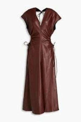 white christmas dresses Faux Leather Cut Out Maxi Dress - Brown