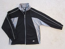 STARTER Youth Boy's Size MEDIUM 8/10 JACKET Black Gray Silver Full Zip EUC