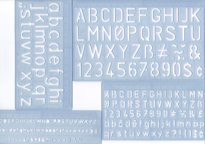 WEDO Schriftschablonen 4er Set Schrifthöhen 5 mm 10 mm 2x20 mm groß-klein, Stift