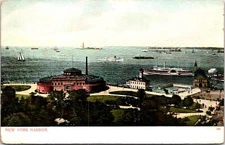 Circa 1907 Harbor Ships Birds Eye New York Postcard A103