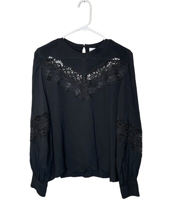 IRO Balden Lace Inset Blouse In Black Size 38/ US 6