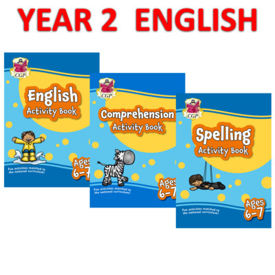 KS1 Year 2 English Comprehension Spelling  Home Learning Activity Books Ages 6-7