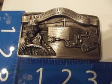 Vtg 1980s Pewter Belt Buckle American Truck Driver 1986 Arroyo Grande Linda West