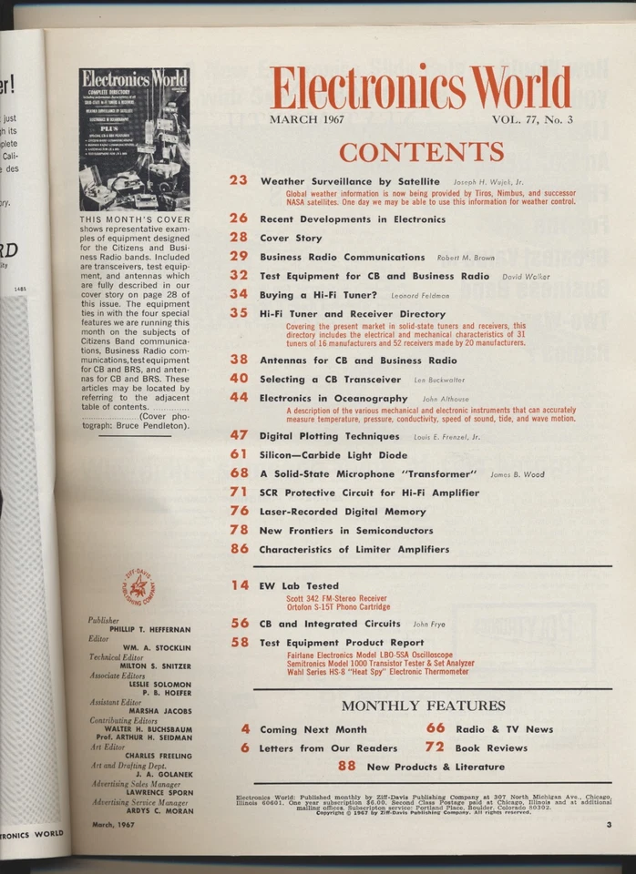 Electronics World Magazine Vol 77 #03 Mar 1967 Tuners Receivers CB Radios - Image 3 of 3