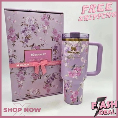 #ad Stanley X Love Shack Fancy Cup Happy Thoughts Quencher Rosa Beaux Purple 40 oz $47.49