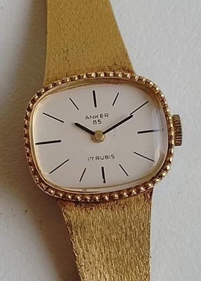 Anker 85 Damenuhr 17 Rubis Vintage Armbanduhr Handaufzug Edelstahl Vergoldet P19 - Bild 1 von 4